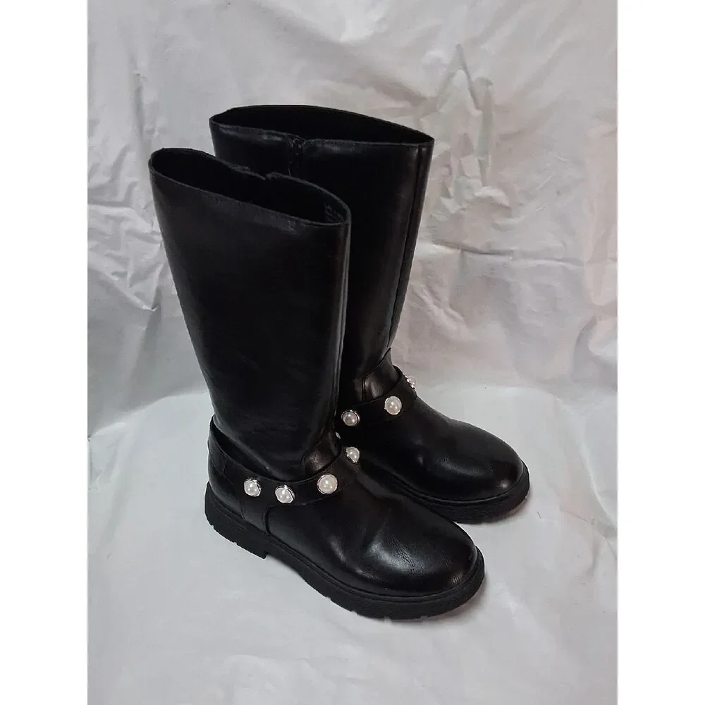 Sonoma Black Pearl-Embellished Girl's Mid-Calf Boots Sz 2 NWOT